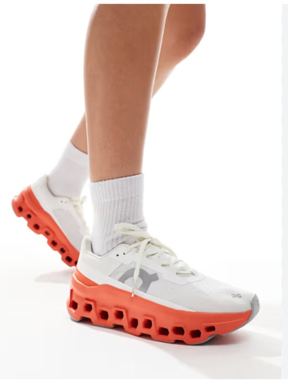 On Running Women's White and Coral Cloud Athletic Sneakers